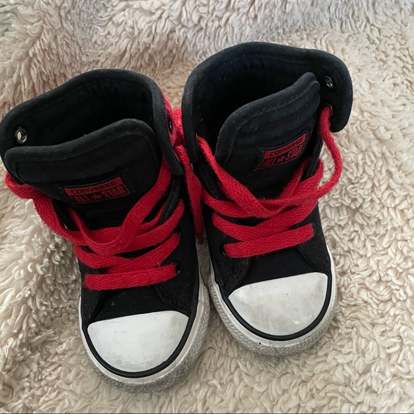 GUC Baby Converse Allstar Hightop Shoes Red and Black Size 6 - Picture 5 of 9